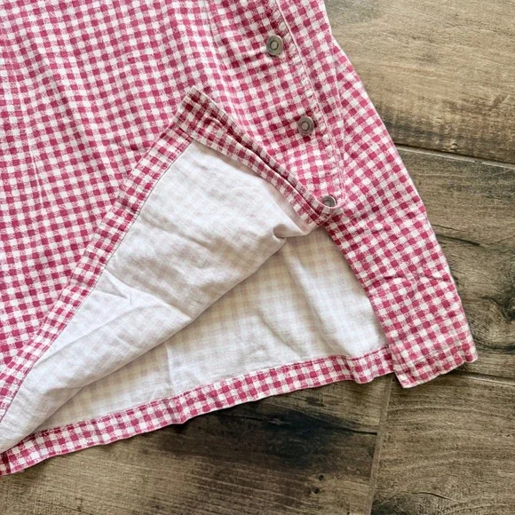 Xhilaration Vintage 90s Gingham Button Overall Pinafore Dress, Red White,11 - Picture 5 of 8